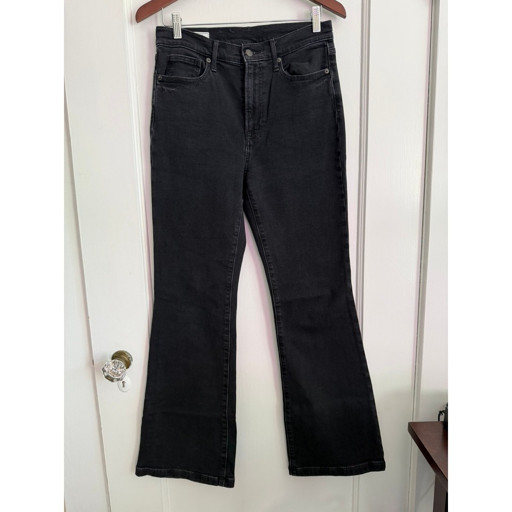 Gap Jeans Women 29 8R Flare High Rise Absolute Black Stretch
